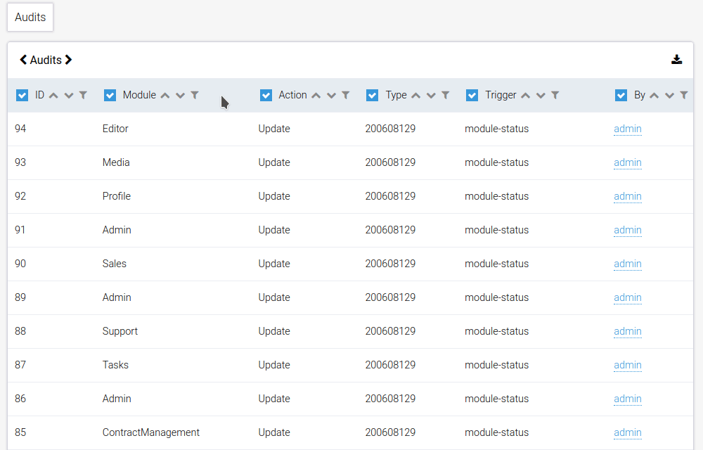 Column settings